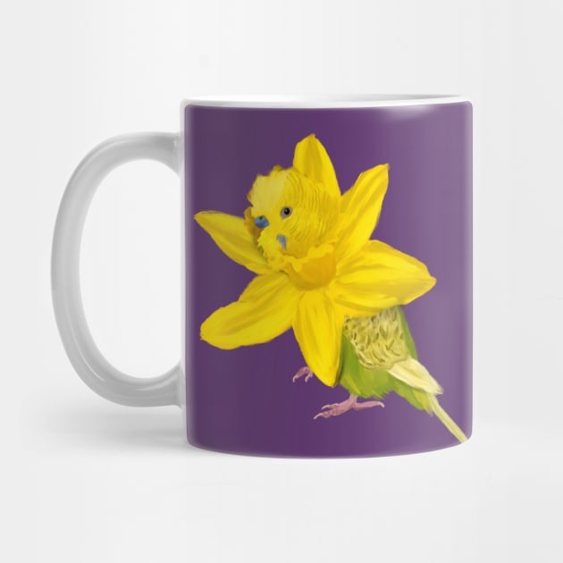 Yellow Parakeet + Daffodil by mkeeley